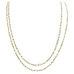 White Diamond Rose Cut Round Chain Necklace in 18K Yellow Gold