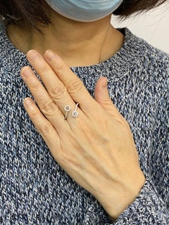 Bague Toi et Moi en or blanc 18 carats diamant blanc taille rose