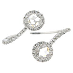 White Diamond Rose Cut Toi et Moi 18 Karat white Gold Ring
