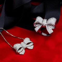 White Diamond Rose Gold Bow Ring