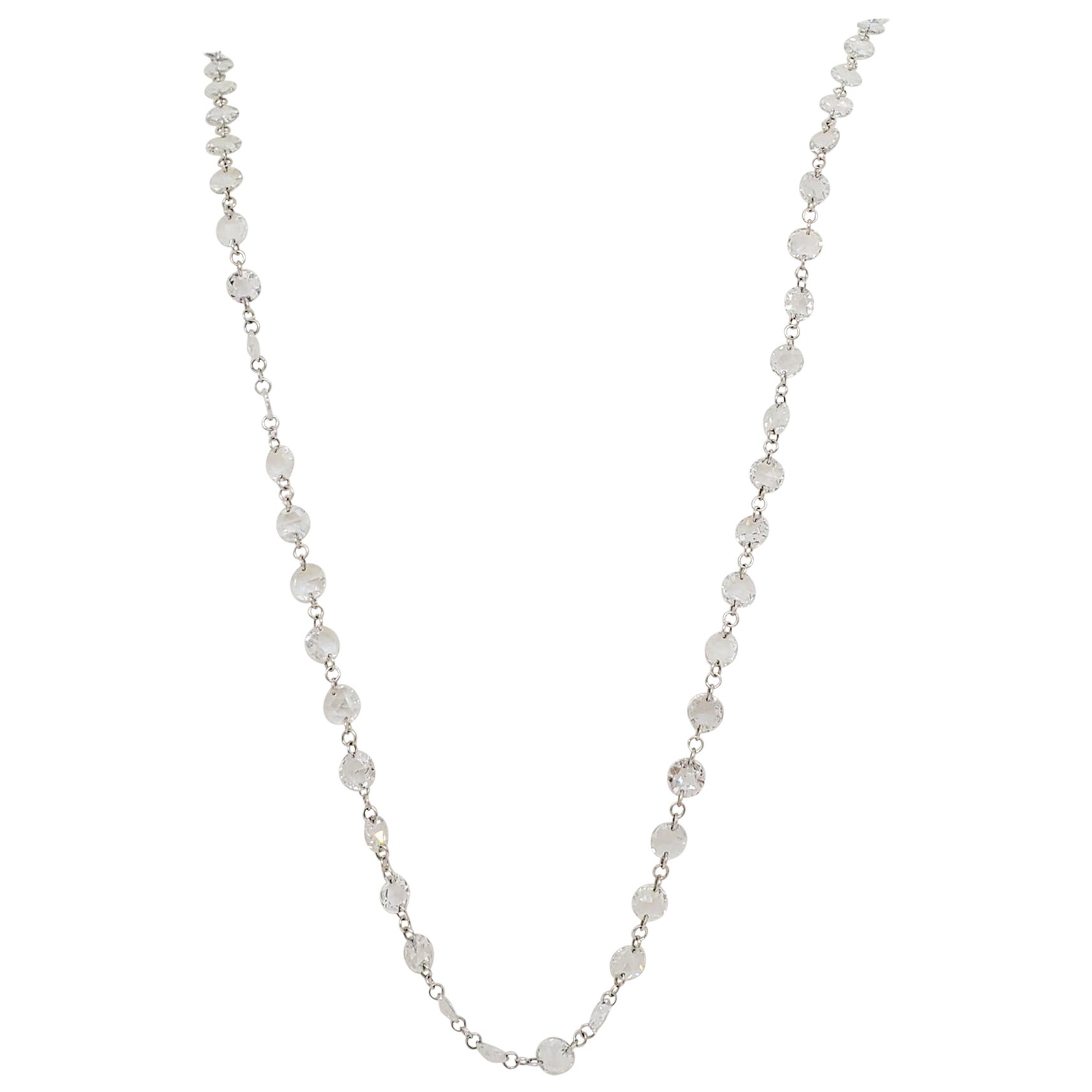 Diamante Blanco Rosecut Collar de Diamantes por Yardas en Oro Blanco de 18k