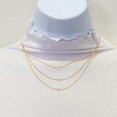 White Diamond Rosecut Layered Necklace in 18K Yellow Gold