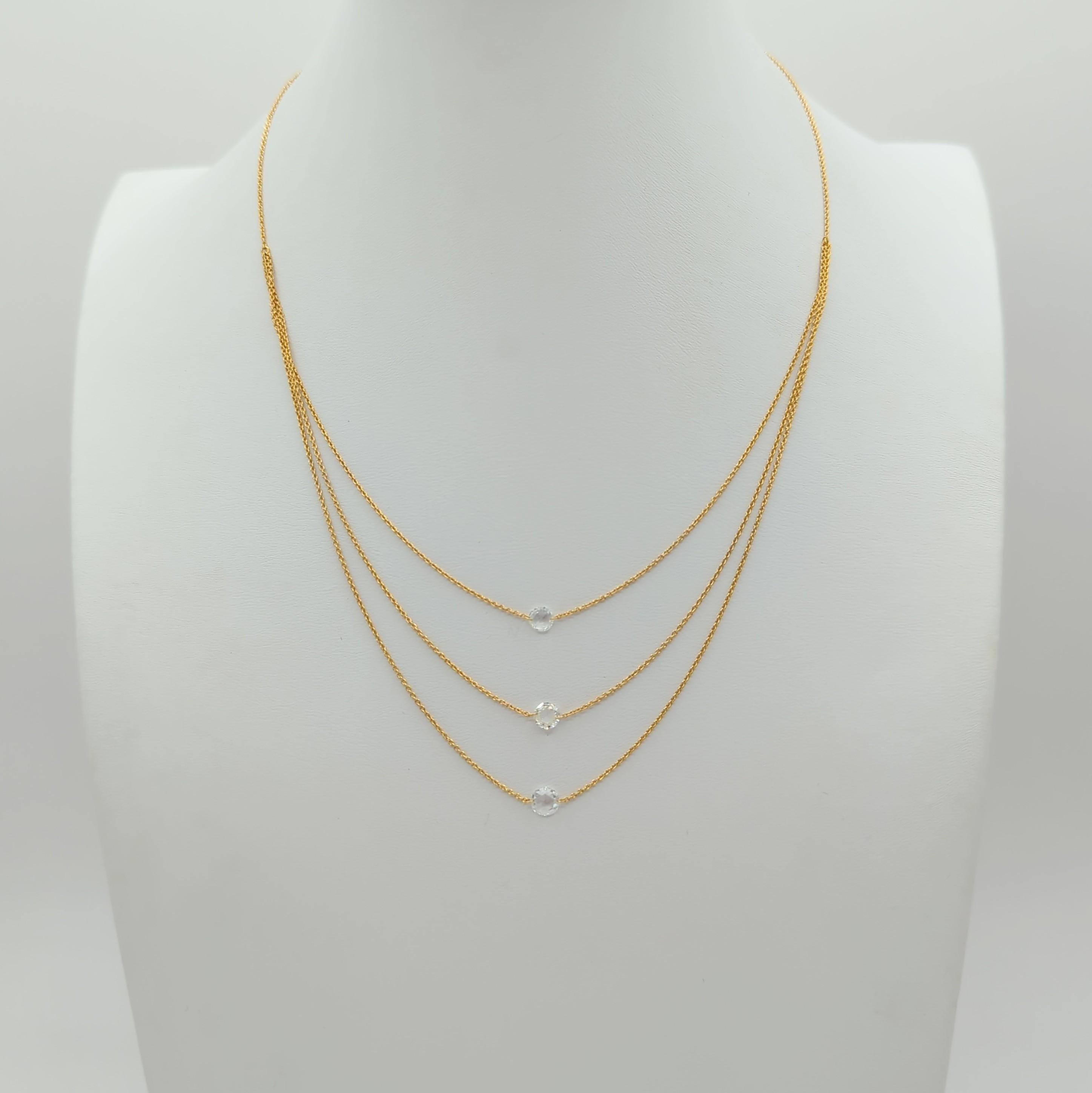 Weißes Diamant-Rosenkranz-Halsband aus 18 Karat Gelbgold für Damen oder Herren im Angebot
