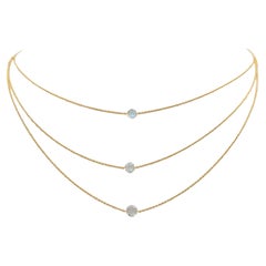 White Diamond Rosecut Layered Necklace in 18K Yellow Gold