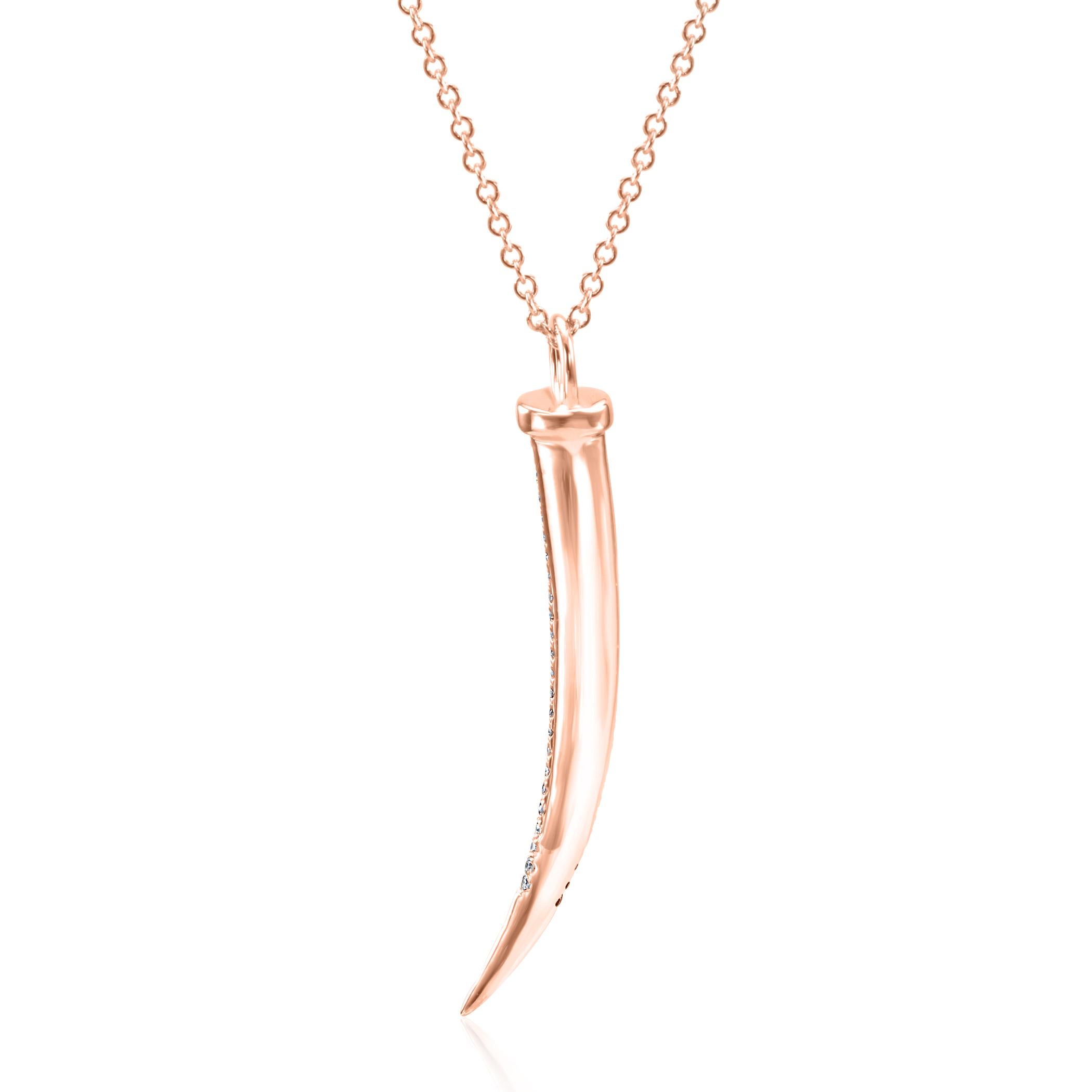 Round Cut White Diamond Round 14K Rose Gold Fancy Fashion Drop Pendent Chain Necklace  For Sale