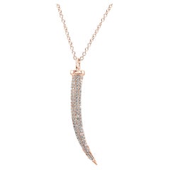 White Diamond Round 14K Rose Gold Fancy Fashion Drop Pendent Chain Necklace 