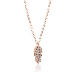 White Diamond Round 14 Karat Gold "Hamsa" Drop Pendent Chain Fashion Necklace