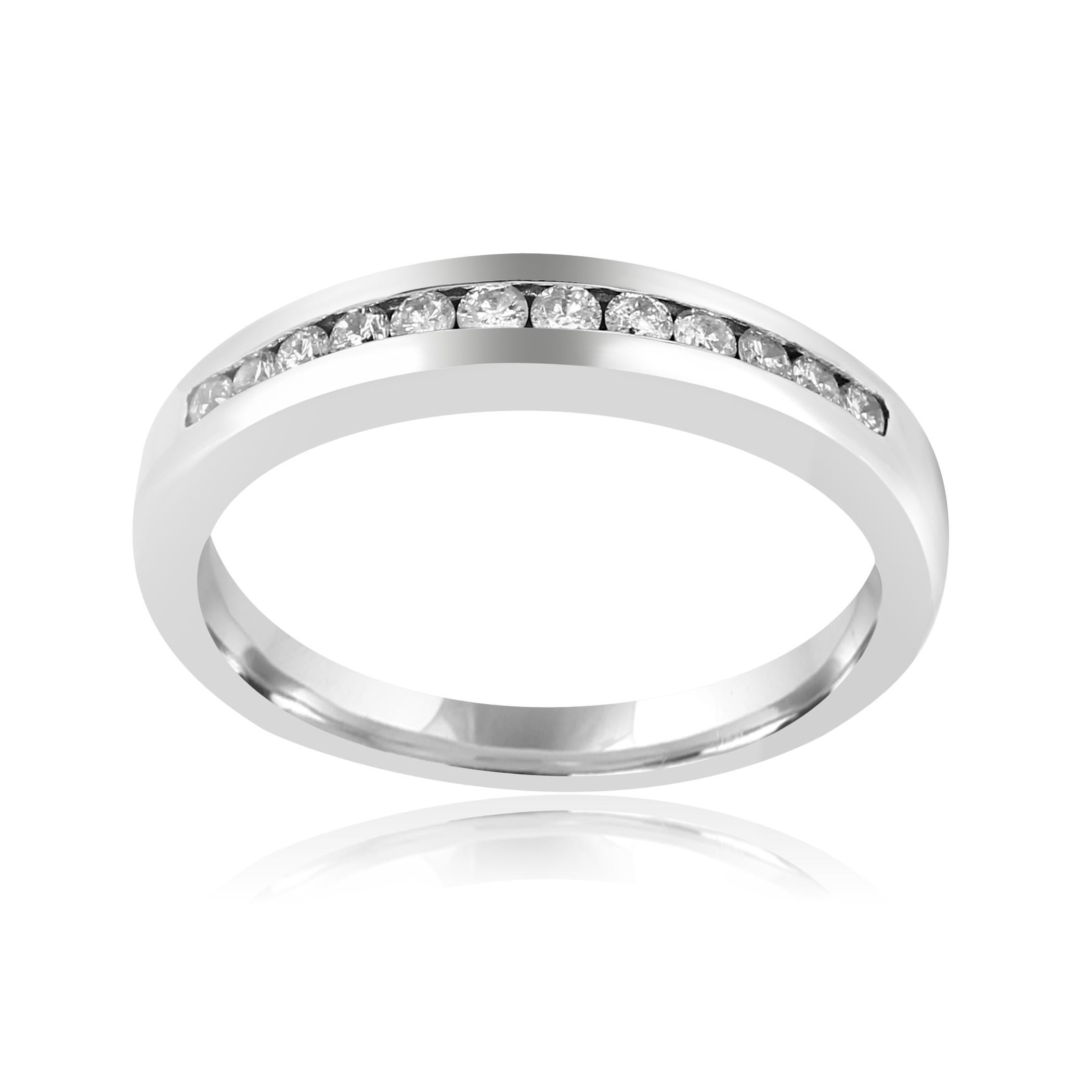 18 White G-H Color SI-I Diamond Round 0.25 Carat Channel Set in 14K White Gold Bridal Fashion Cocktail Band Ring.

Style available in different price ranges. Prices are based on your selection of 4C's i.e Cut, Color, Carat, Clarity. Please contact