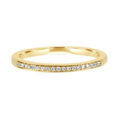 White Diamond Round 14k Yellow Gold Bridal Fashion Stackable Band Ring