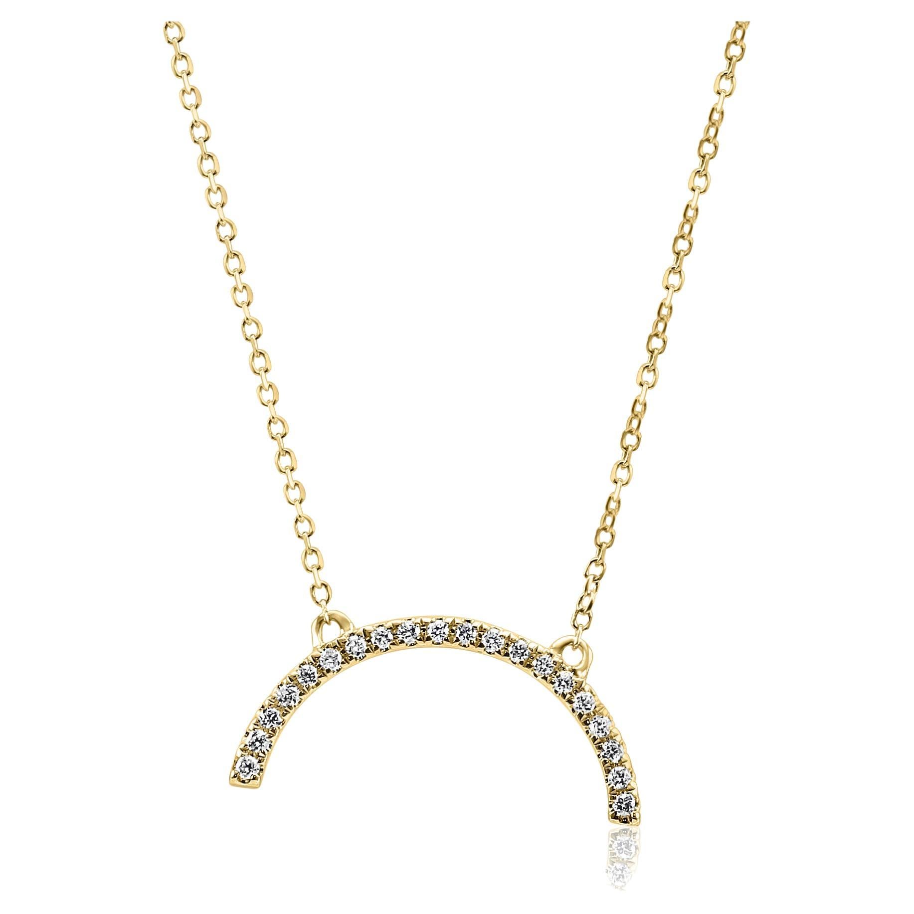 White Diamond Round 14 Karat Gold Fancy Fashion Pendent Chain Drop Necklace