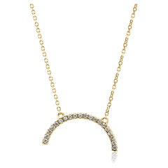 White Diamond Round 14K Yellow Gold Fancy Fashion Pendent Chain Drop Necklace 