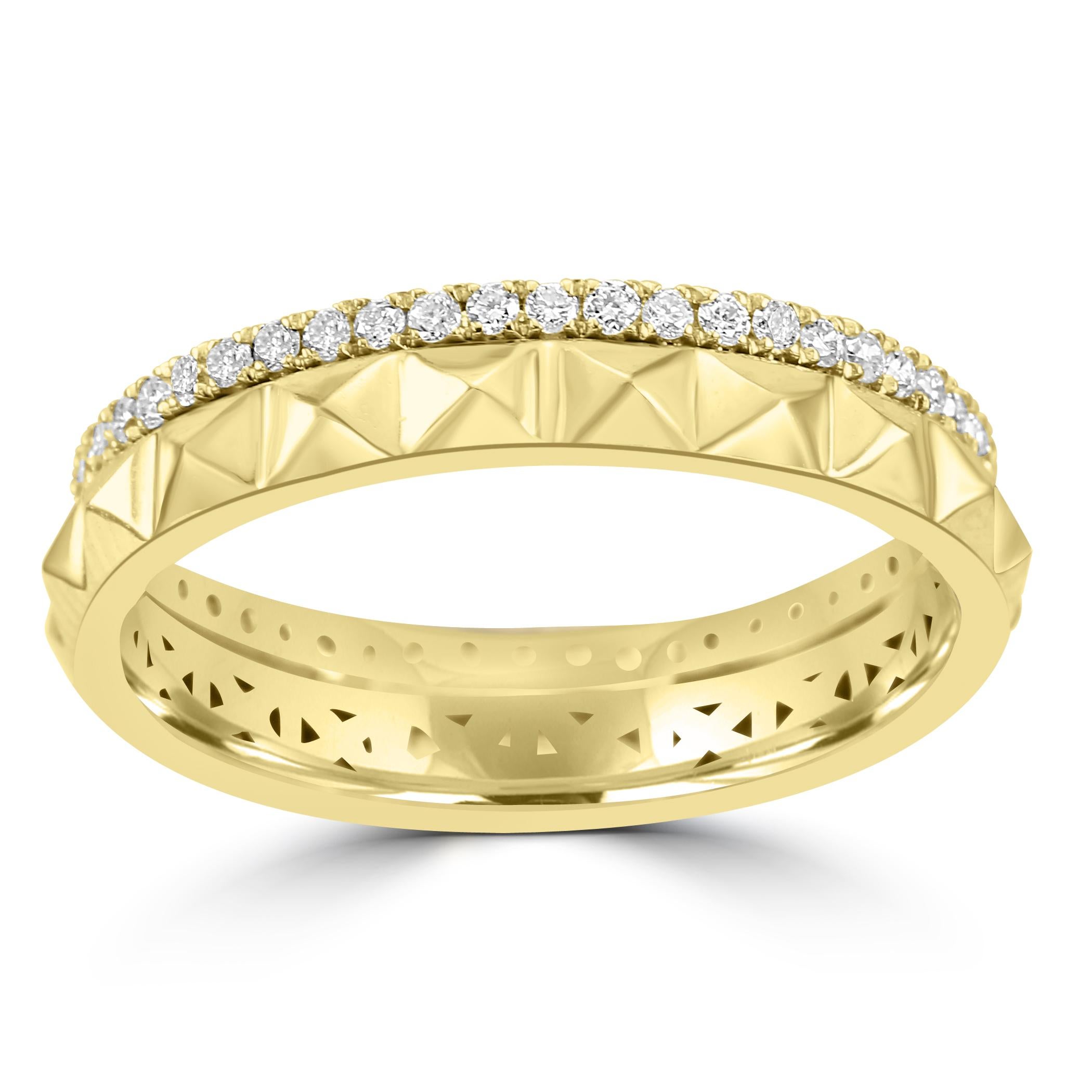 Indulge in the timeless allure of our 14K Yellow Gold Fashion Eternity Ring, a symbol of enduring elegance and sophistication.

The diamonds in this eternity ring are meticulously arranged to create a seamless and unbroken circle, symbolizing