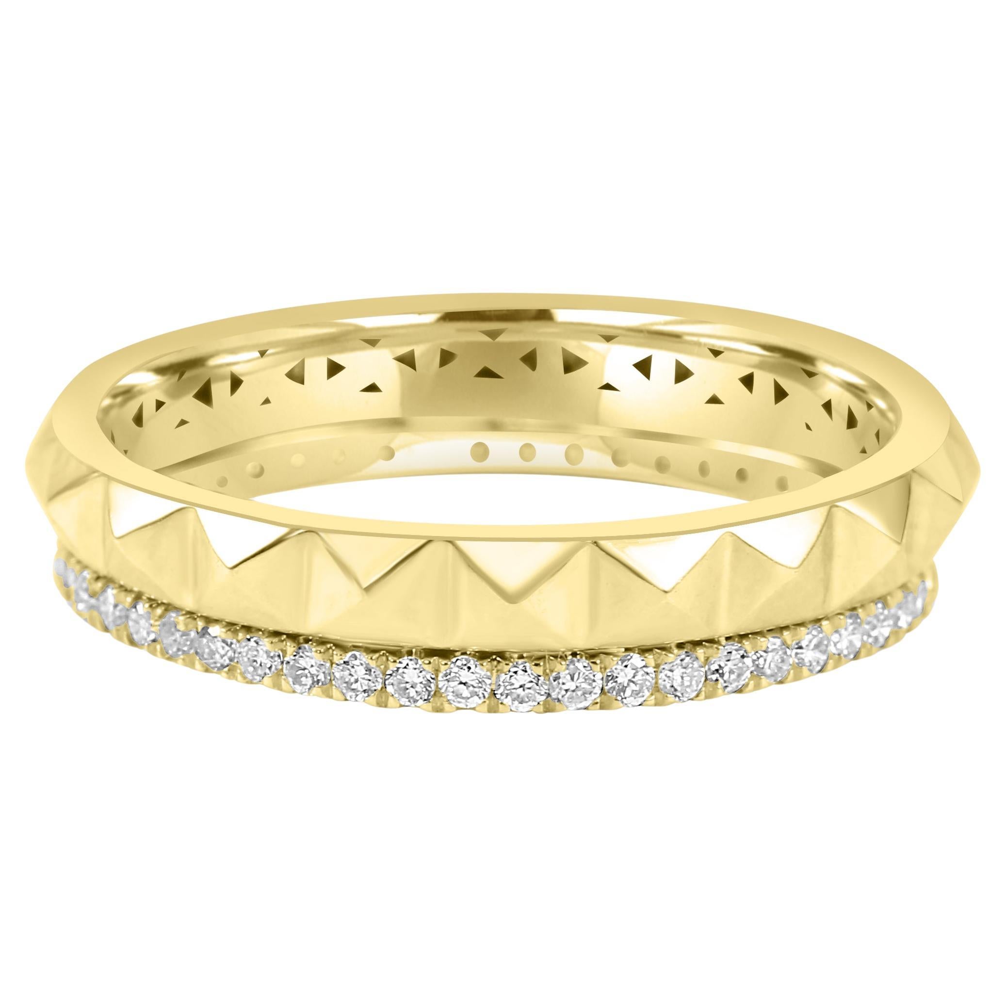 White Diamond Round 14 Karat Gold Engagement Fashion Stackable Eternity Ring