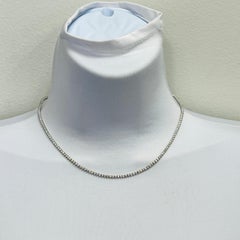 White Diamond Round 3 Prong Tennis Necklace in 14K White Gold