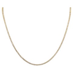 White Diamond Round 3 Prong Tennis Necklace in 14K Yellow Gold