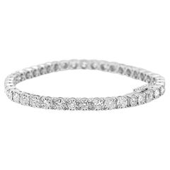 White Diamond Round 3.97 Carat 14 Karat White Gold Fashion Tennis Bracelet