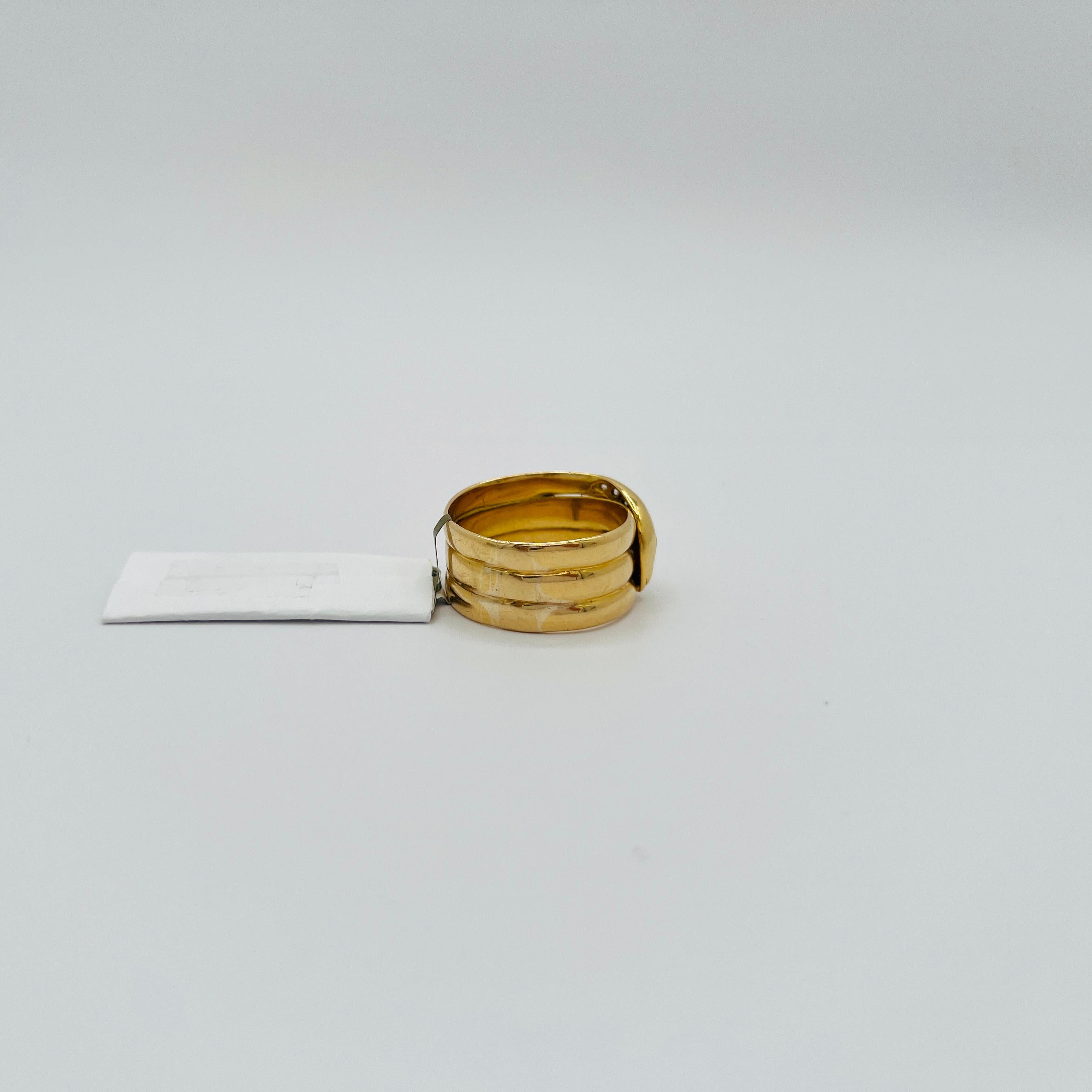 da uomo o donna Anello a serpente con diamante bianco rotondo e 5 pietre in oro giallo 18 carati in vendita