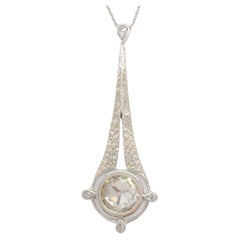 White Diamond Round and Pear Shape Pendant Necklace in 18k