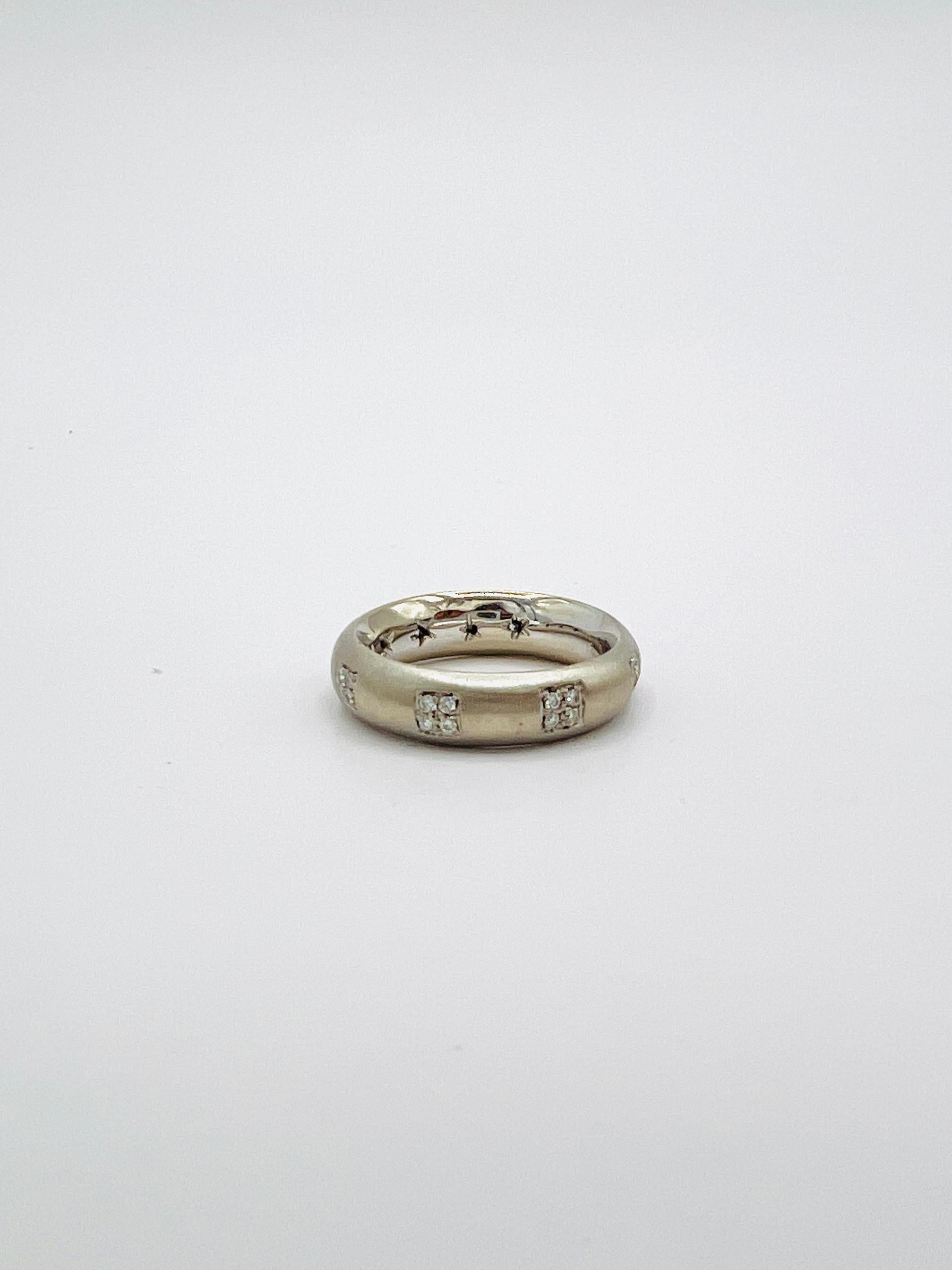 Women's or Men's White Diamond Round Band in 18K White Gold