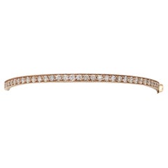 Bracelet jonc rond en or rose 14K avec diamants blancs