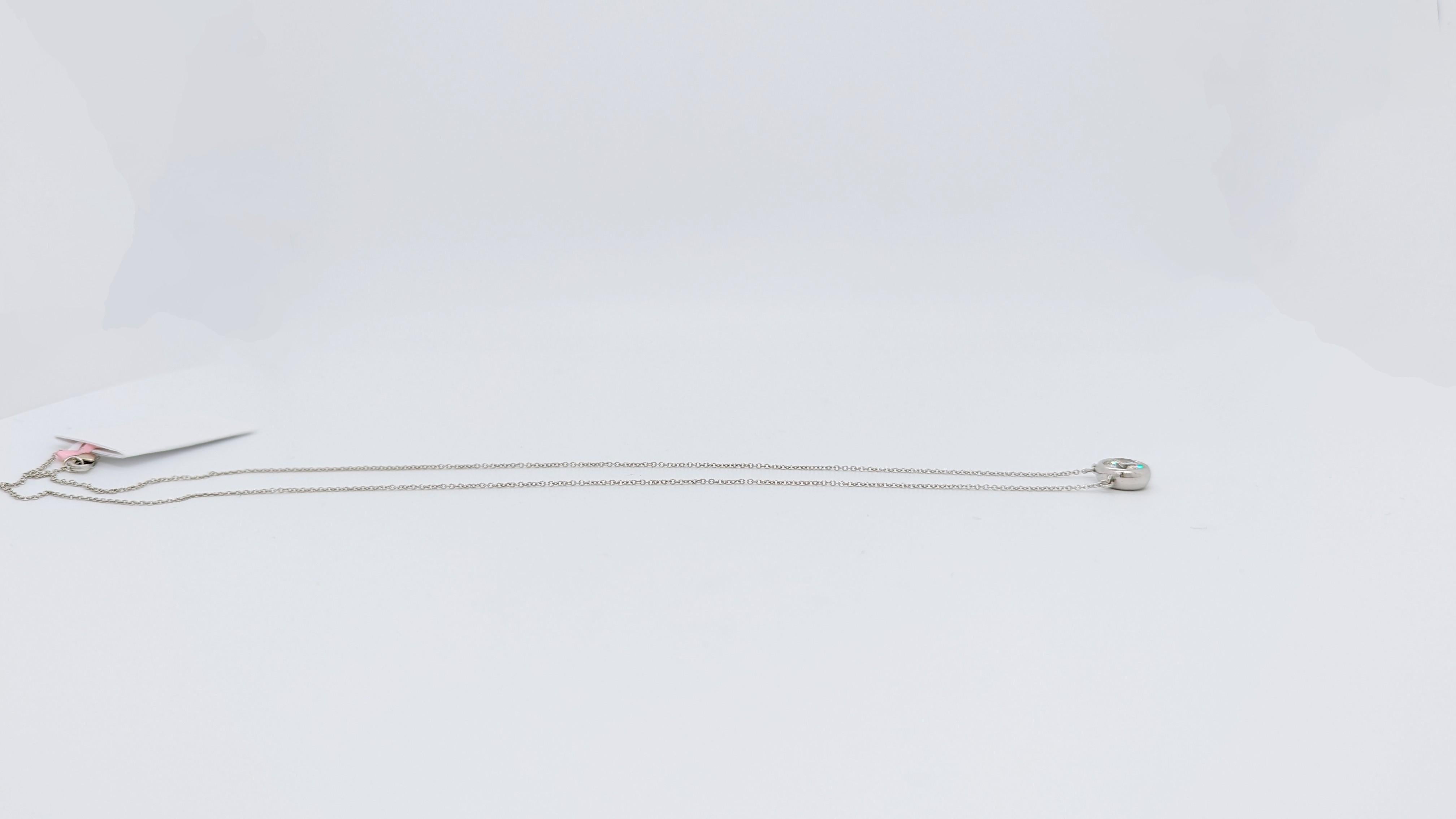White Diamond Round Bezel Pendant Necklace in 14K White Gold For Sale 1