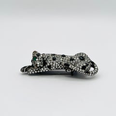White Diamond Round & Black Enamel Panther Brooch in 18K White Gold & Rhodium White Diamond Round & Black Enamel Panther Brooch in 18K White Gold & Rhodium
