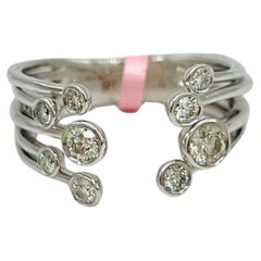 Anillo burbuja redondo de diamante blanco en oro blanco de 14 quilates