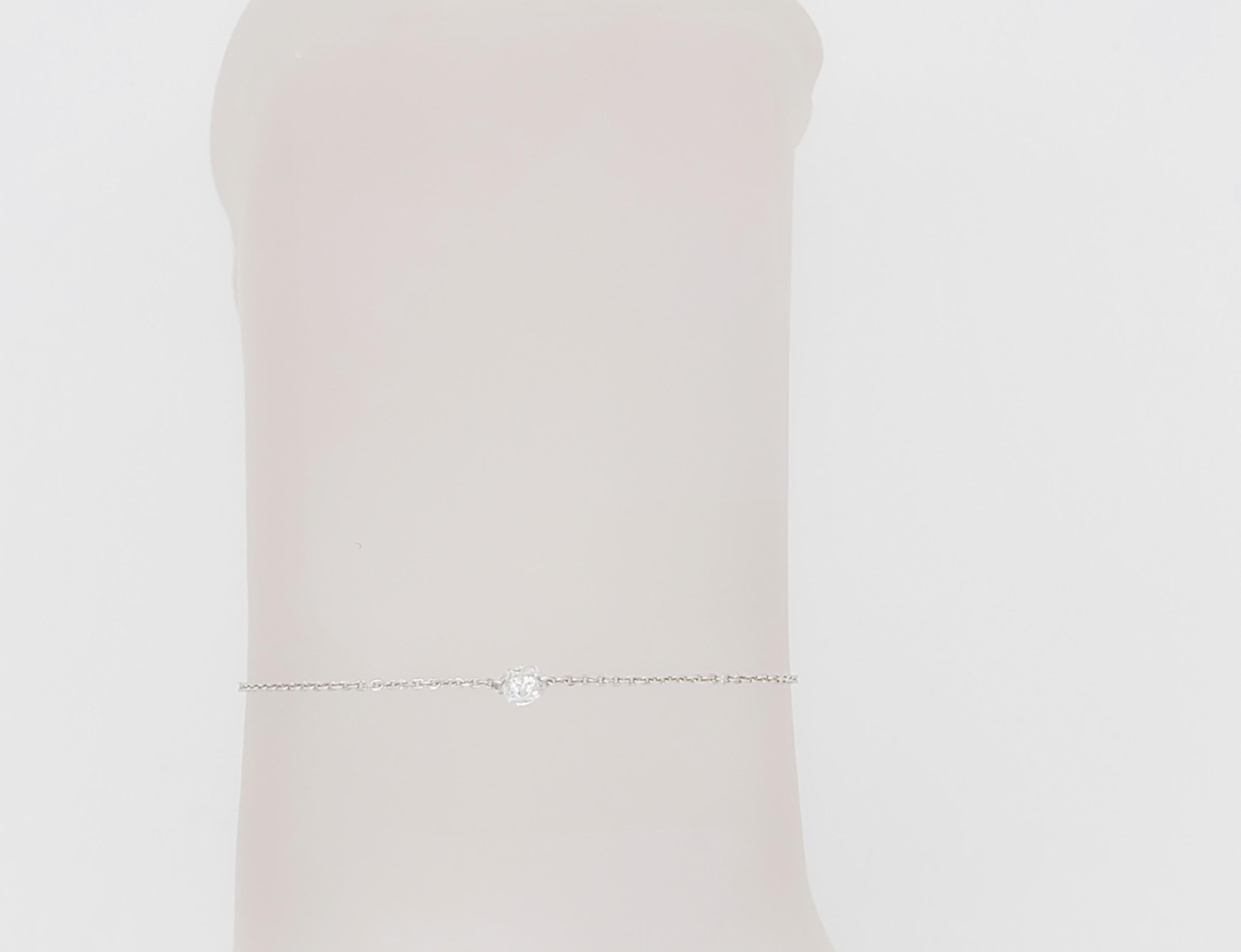 Round Cut White Diamond Round Chain Bracelet in 18k White Gold For Sale