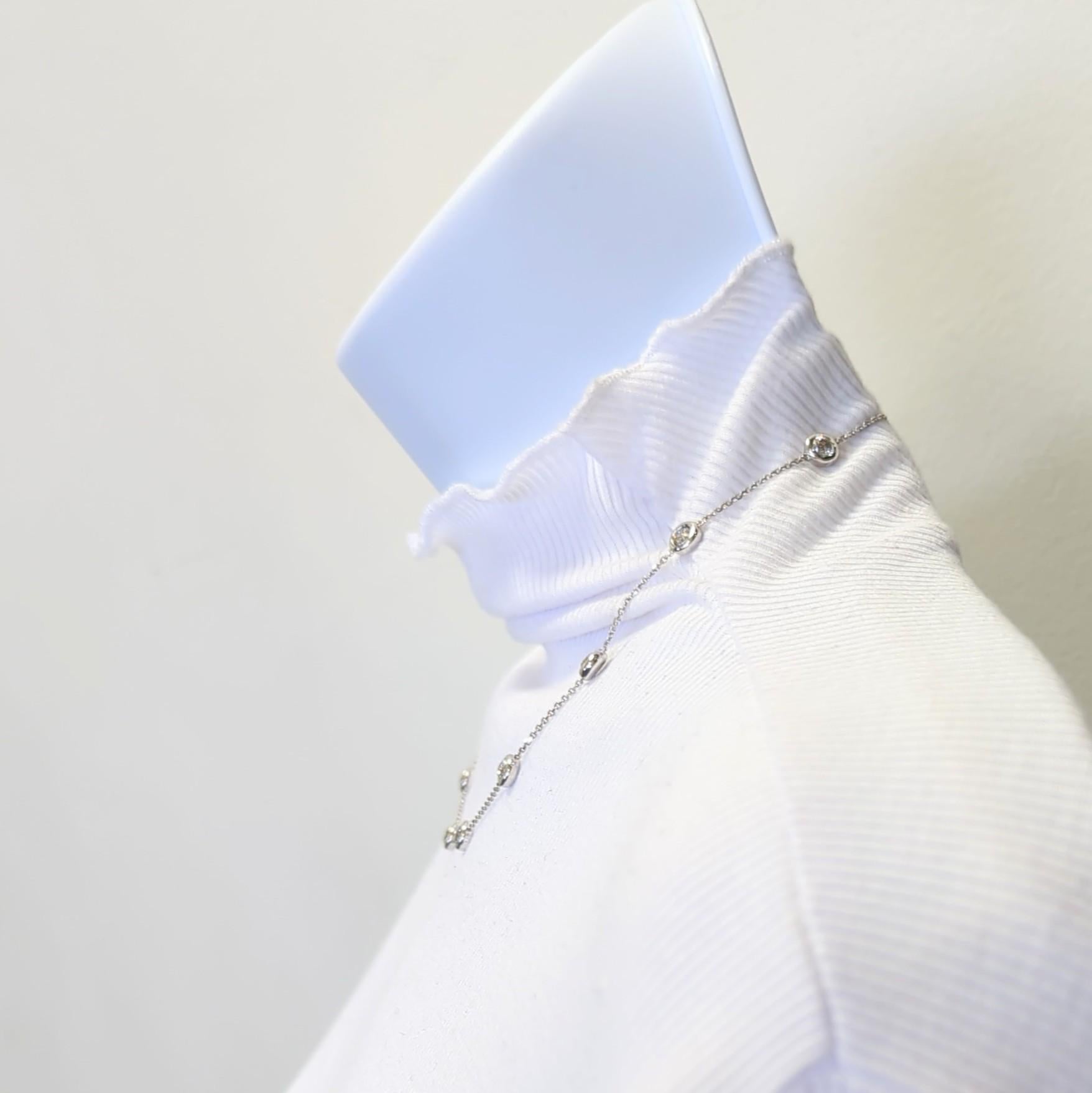 Taille ronde Chaîne collier rond en or blanc 14 carats avec diamants blancs en vente