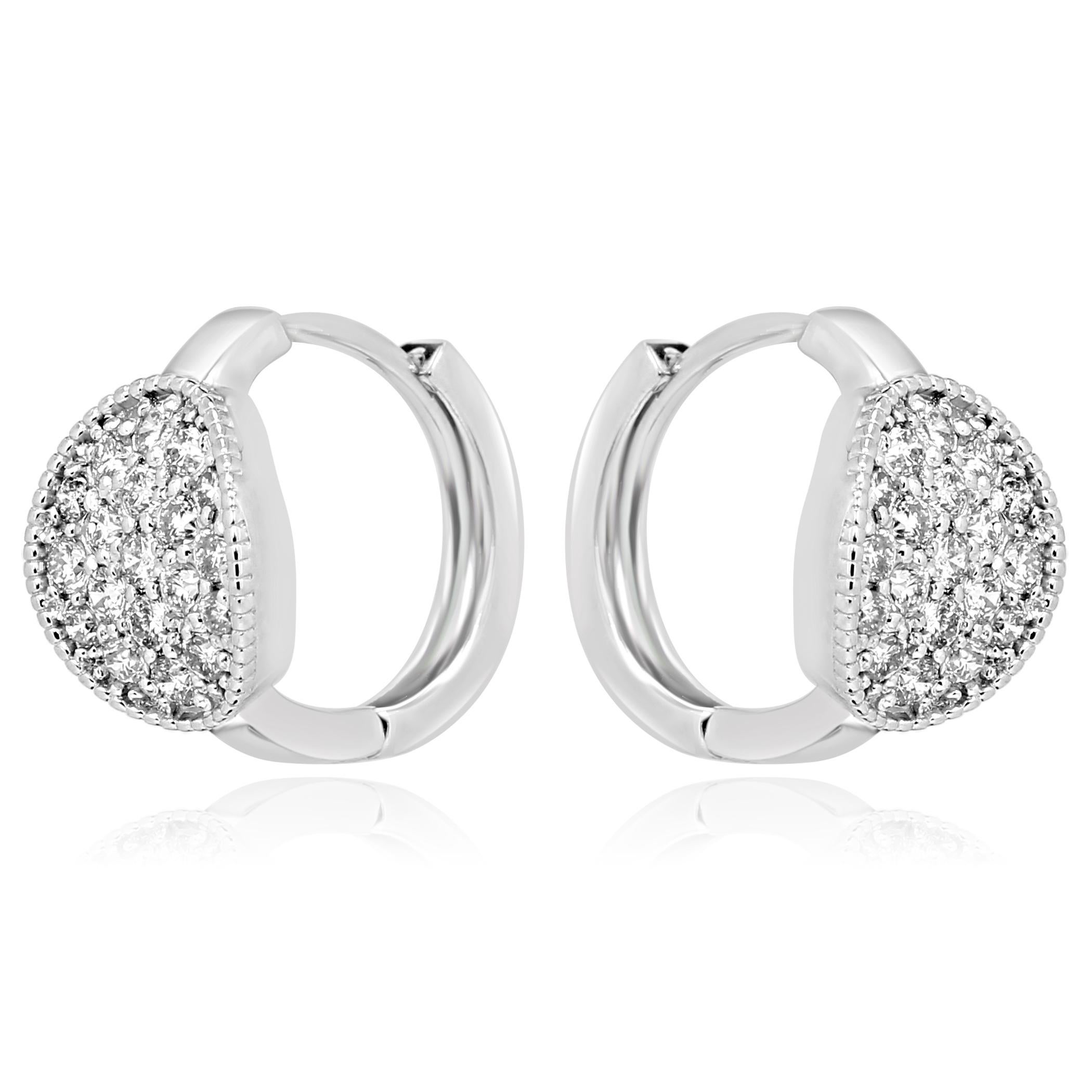 Modern White Diamond Round Clip-On Fashion Dangle Earrings