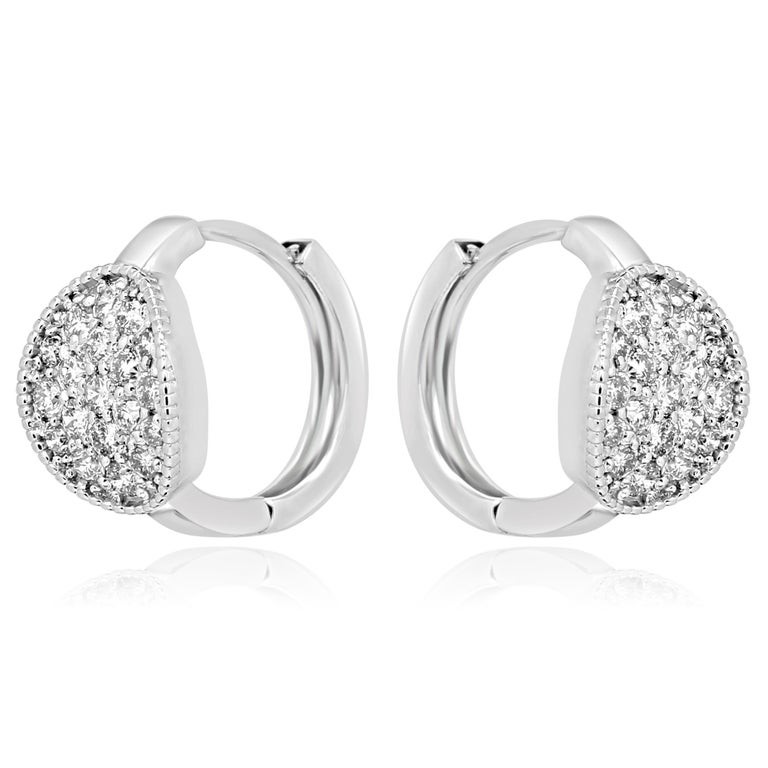 White Diamond Round Clip-On Fashion Dangle Earrings at 1stDibs
