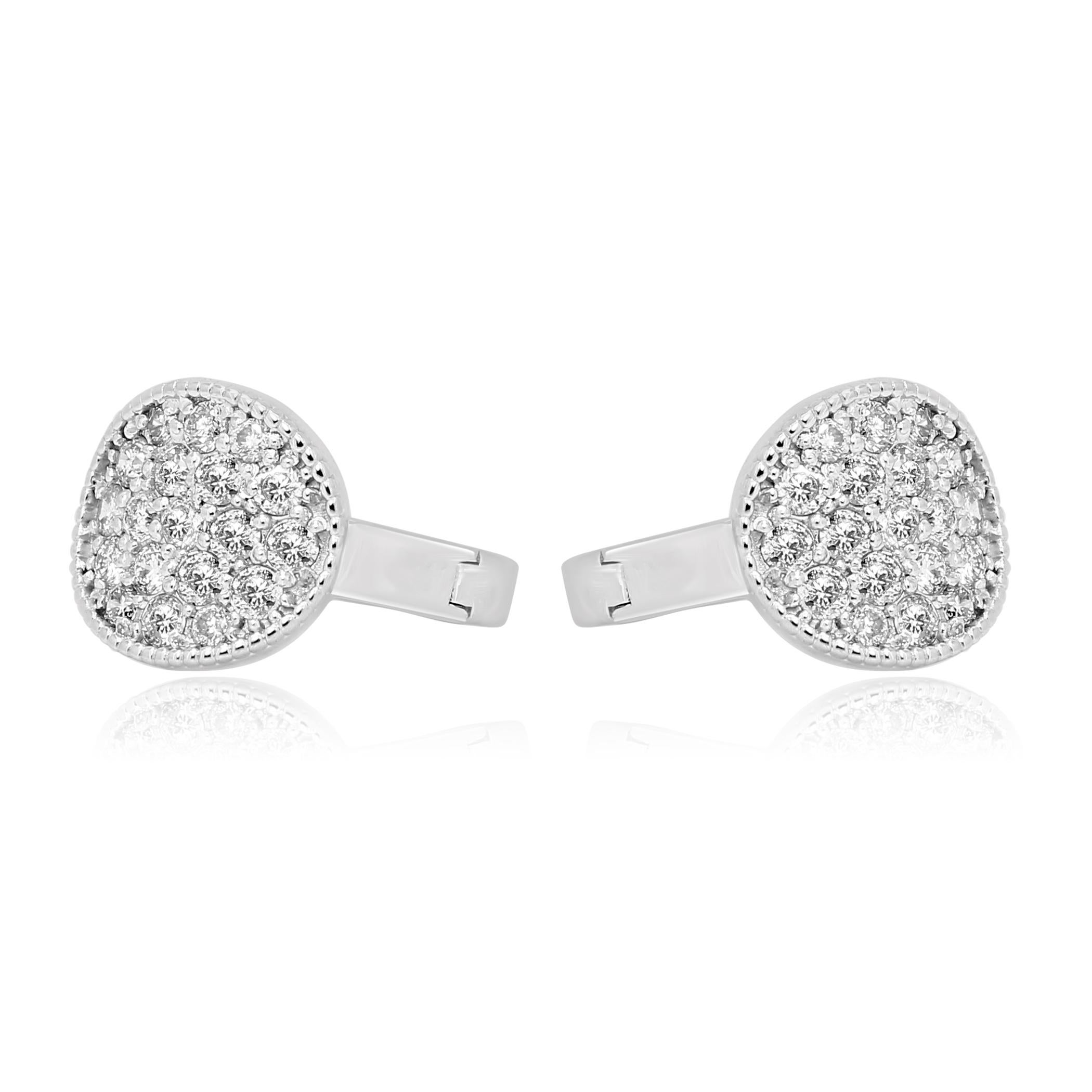 Women's or Men's White Diamond Round Clip-On Fashion Dangle Earrings