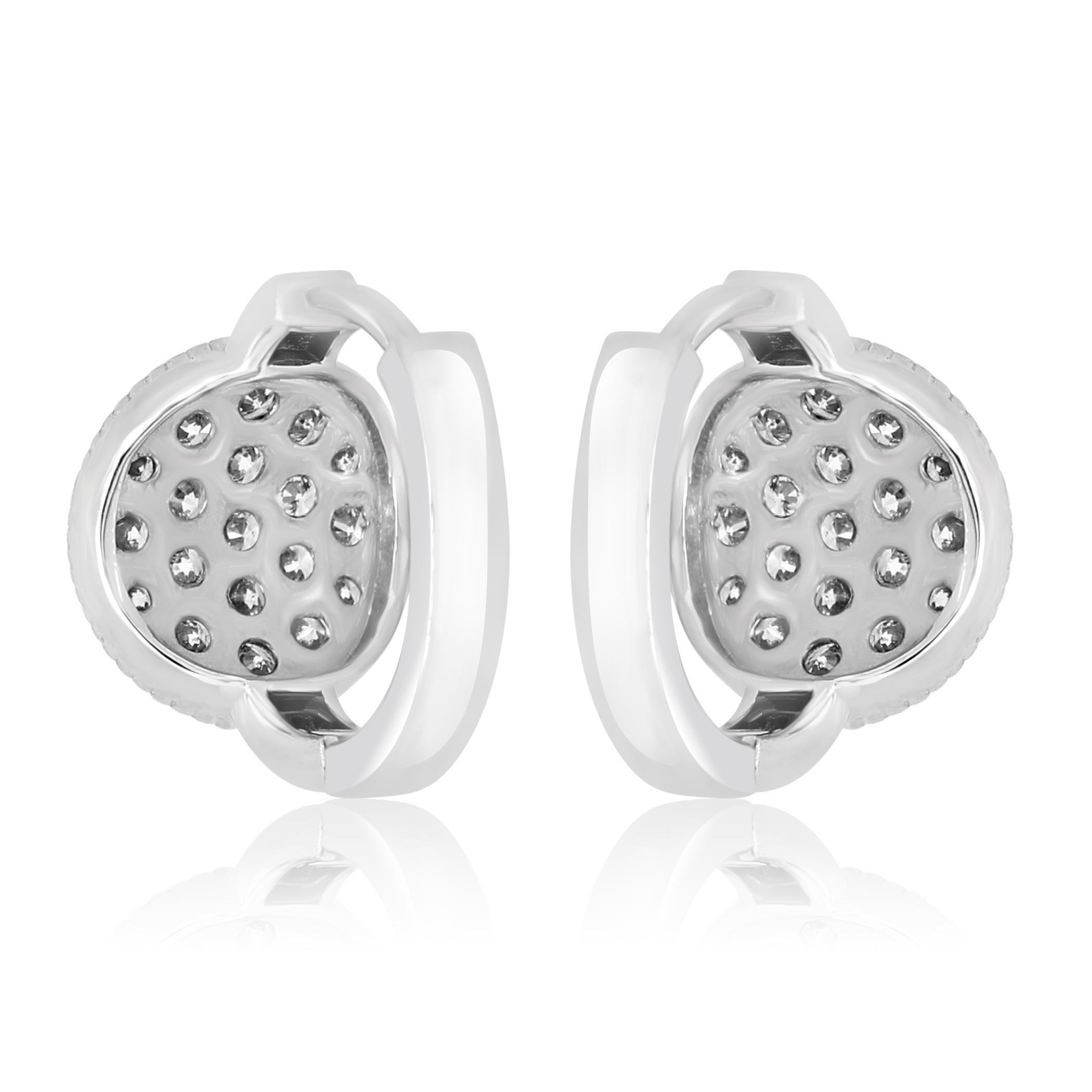 White Diamond Round Clip-On Fashion Dangle Earrings 1