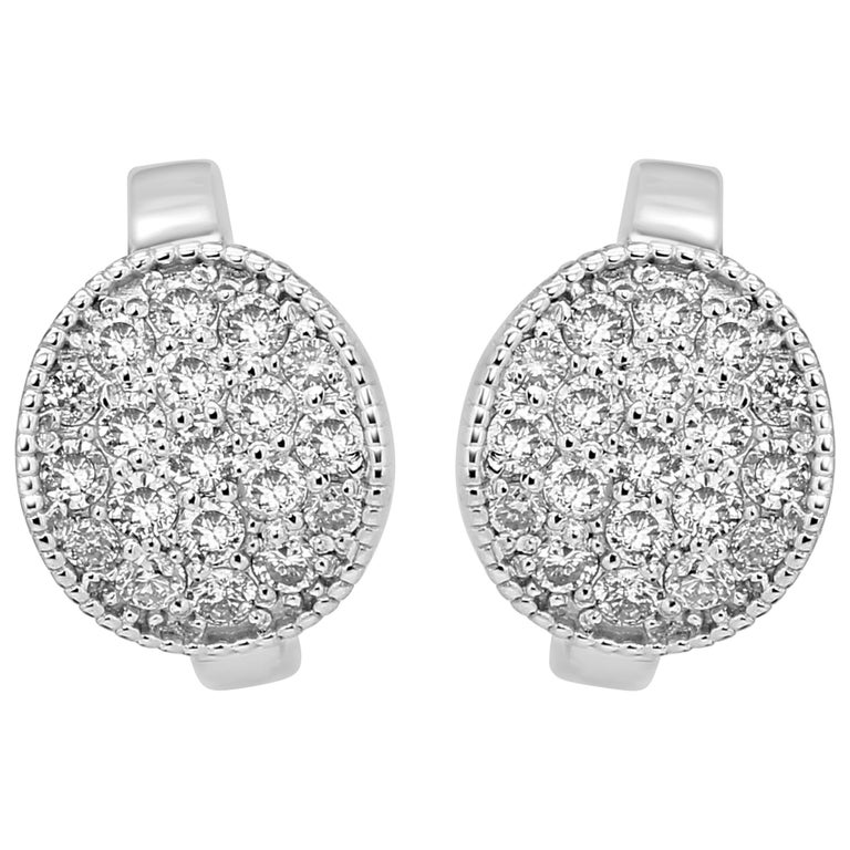 White Diamond Round ClipOn Fashion Dangle Earrings at 1stDibs