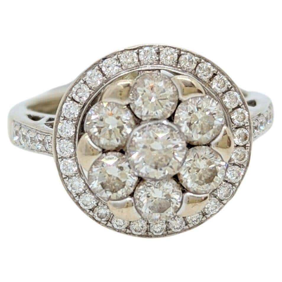 Cluster Riungs White Diamond Cluster Ring in 14k Yellow Gold For Sale at 1stDibs