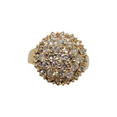 White Diamond Round Cluster Ring in 18k Yellow Gold