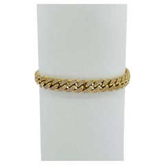 Bracciale a catena cubana con diamanti bianchi in oro giallo 14K
