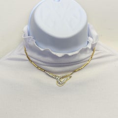 White Diamond Round Design Necklace in 18K 2 Tone Gold