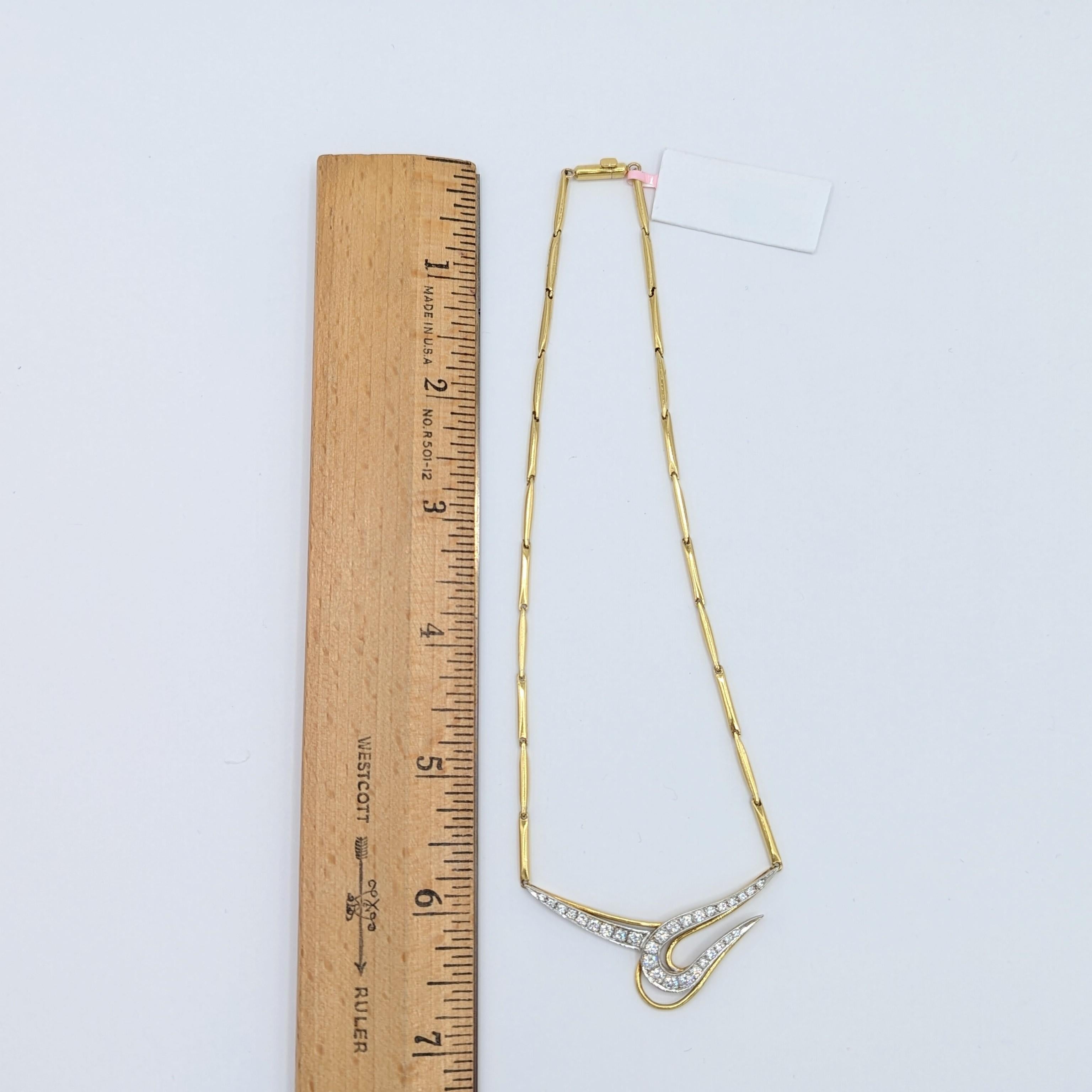 da uomo o donna Collana con diamante bianco rotondo in oro 18 carati a due toni in vendita