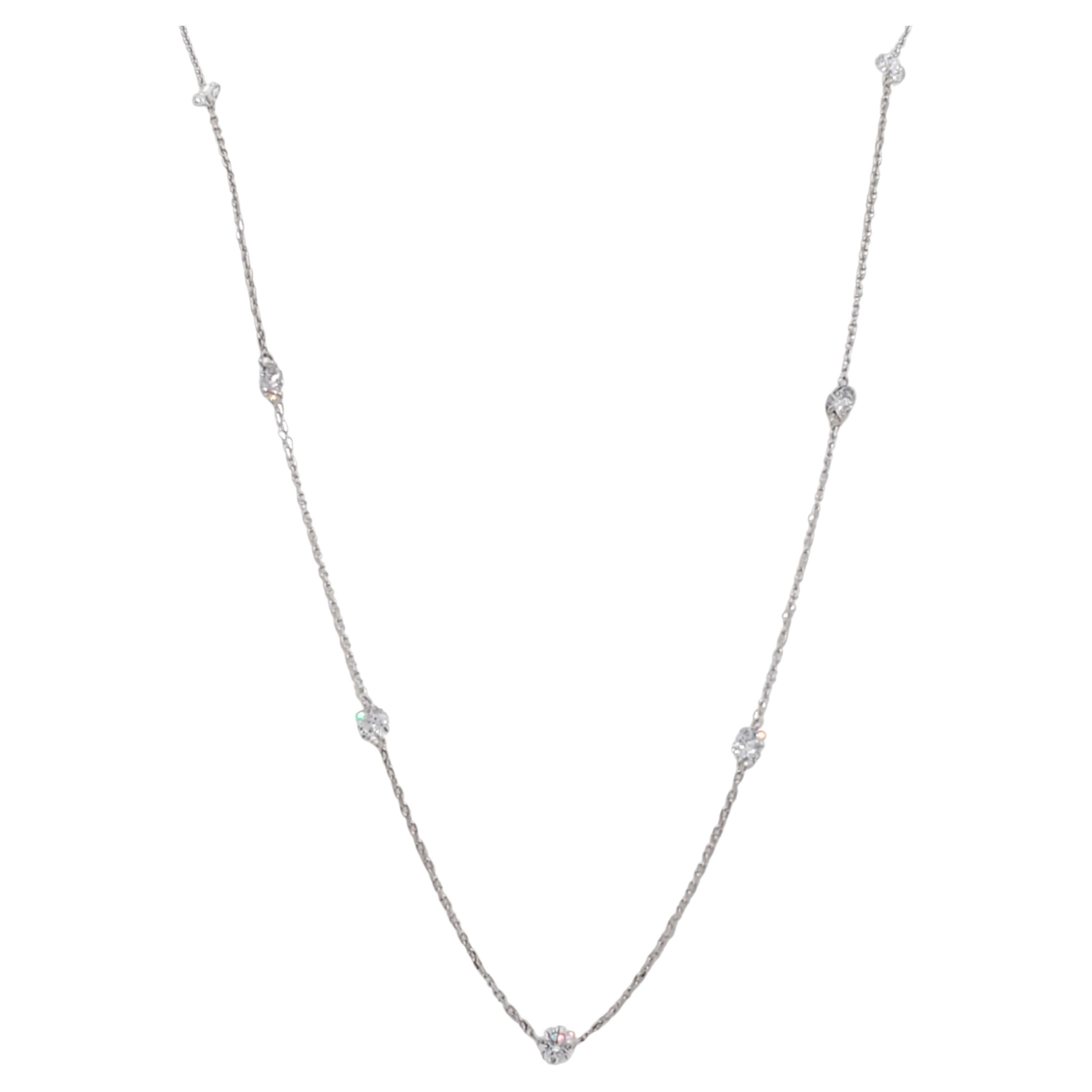 Bezel Set Diamond Necklace in White Gold For Sale at 1stDibs