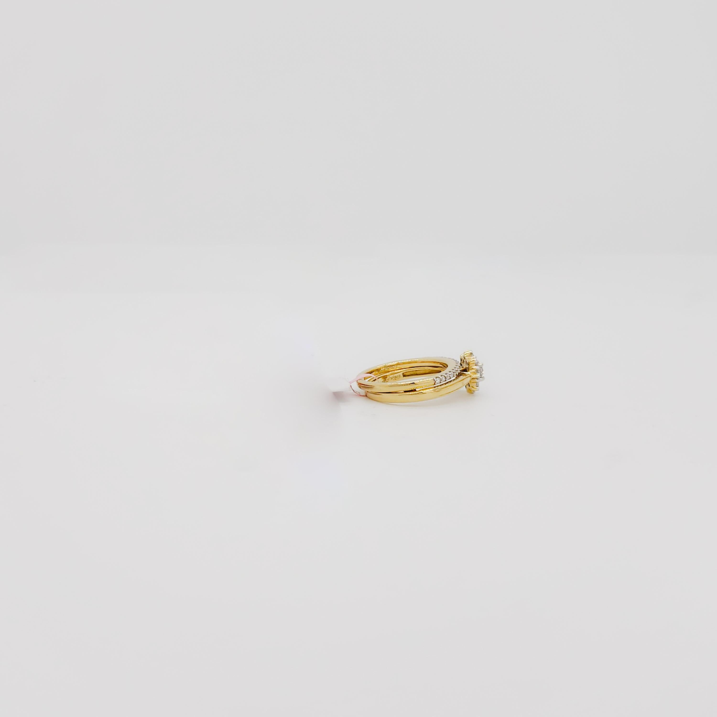 Bague de fiançailles et bague de mariage ronde en diamant blanc Neuf - En vente à Los Angeles, CA