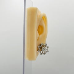 White Diamond Round Floral Earrings in 18K White Gold