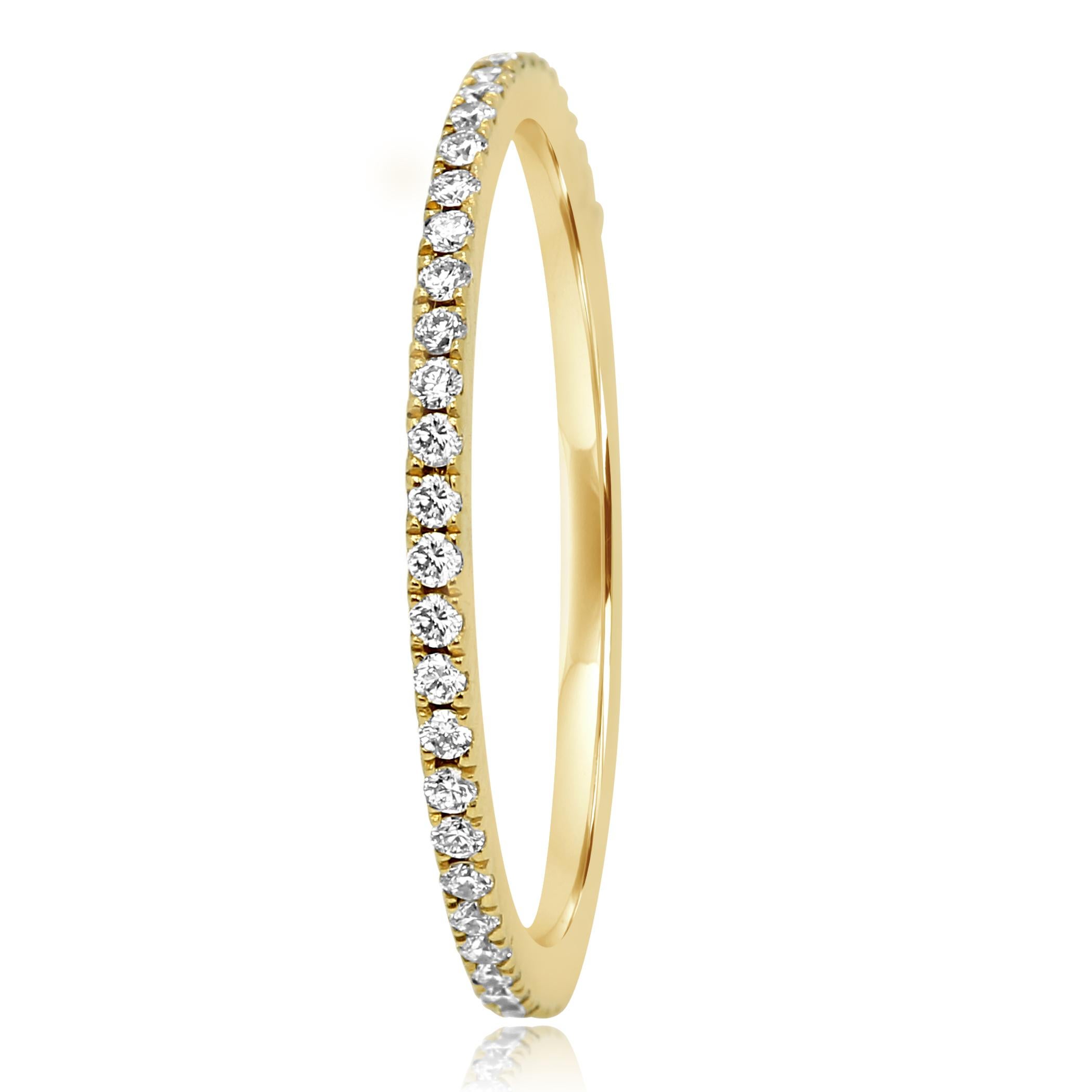 Classic White Diamond Round 0.30 Carat in 14K Yellow Gold Band Ring. Can be worn as Wedding Band or Stackable or fashion everyday ring.

Total Weight 0.30 Carat
Can be customized in all the ring sizes and Gold Color.