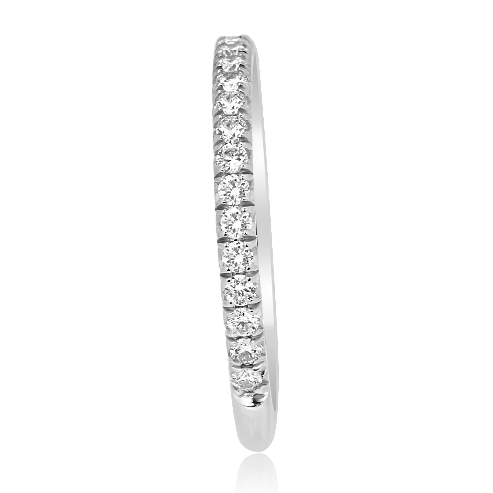 Round Cut White Diamond Round 18K White Gold Wedding or Stackable Fashion Gold Band Ring