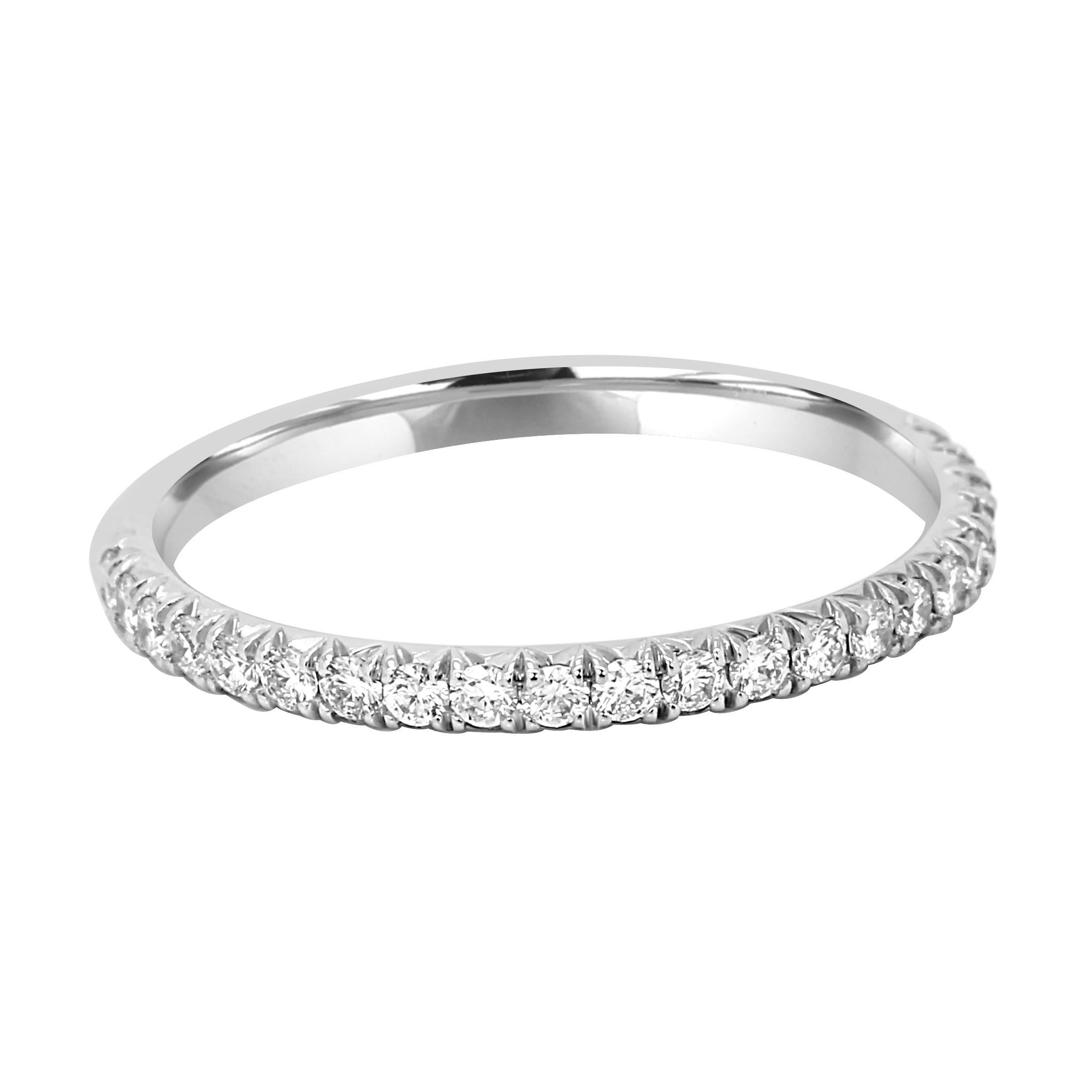 White Diamond Round 18K White Gold Wedding or Stackable Fashion Gold Band Ring