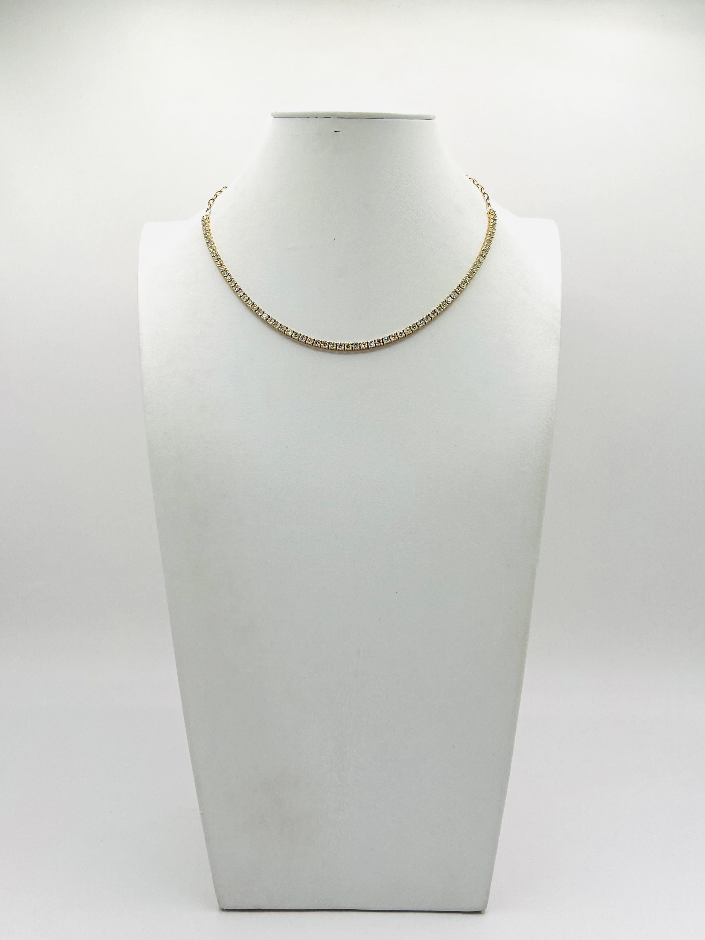 Collar de medio diamante blanco redondo y clip en oro amarillo de 14 quilates en Nuevo estado para la venta en Los Angeles, CA