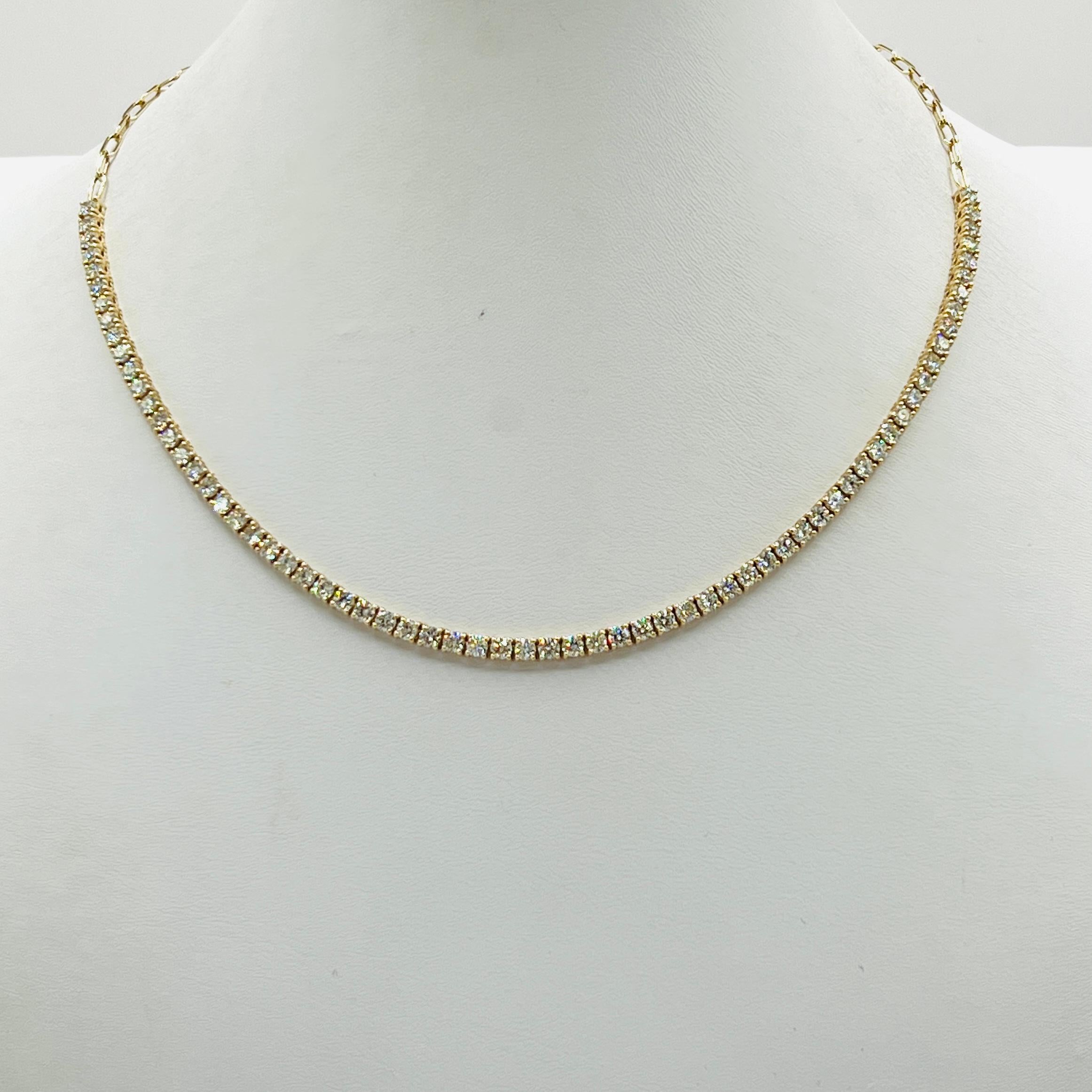 Femenino o masculino Collar de medio diamante blanco redondo y clip en oro amarillo de 14 quilates en venta
