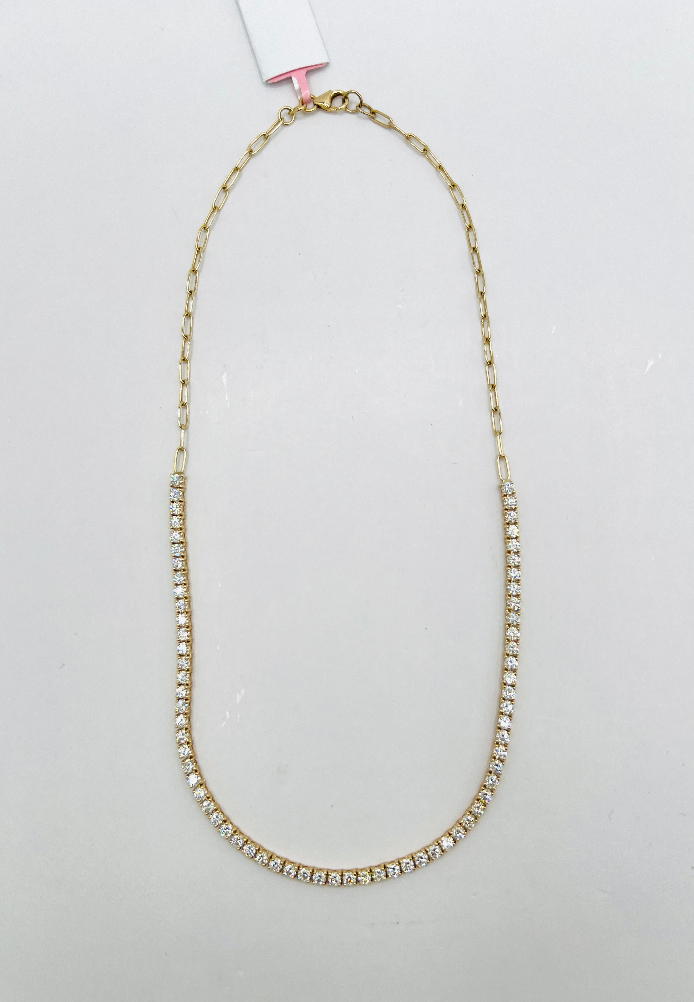 Collar de medio diamante blanco redondo y clip en oro amarillo de 14 quilates en venta 2