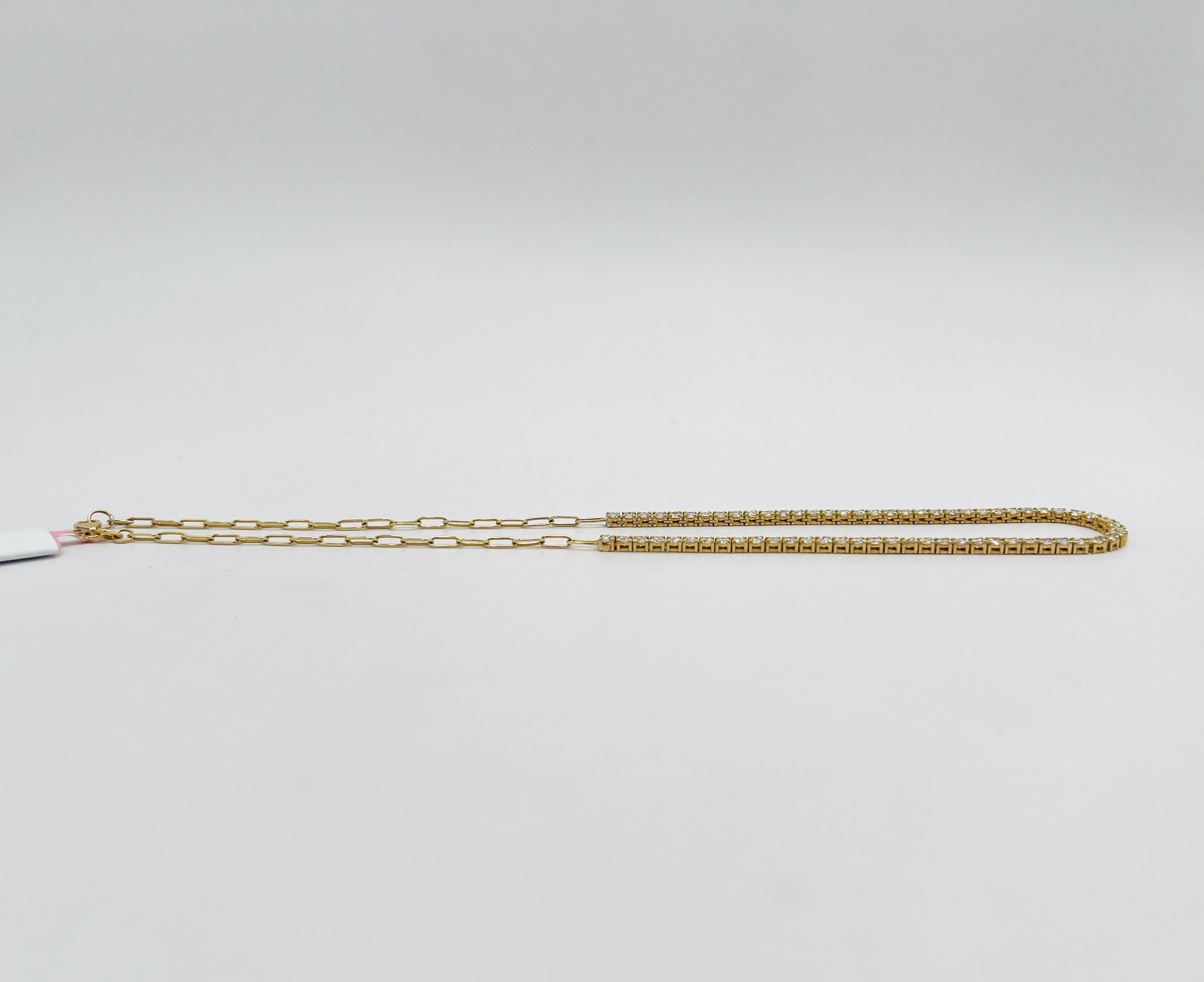 Collar de medio diamante blanco redondo y clip en oro amarillo de 14 quilates en venta 3
