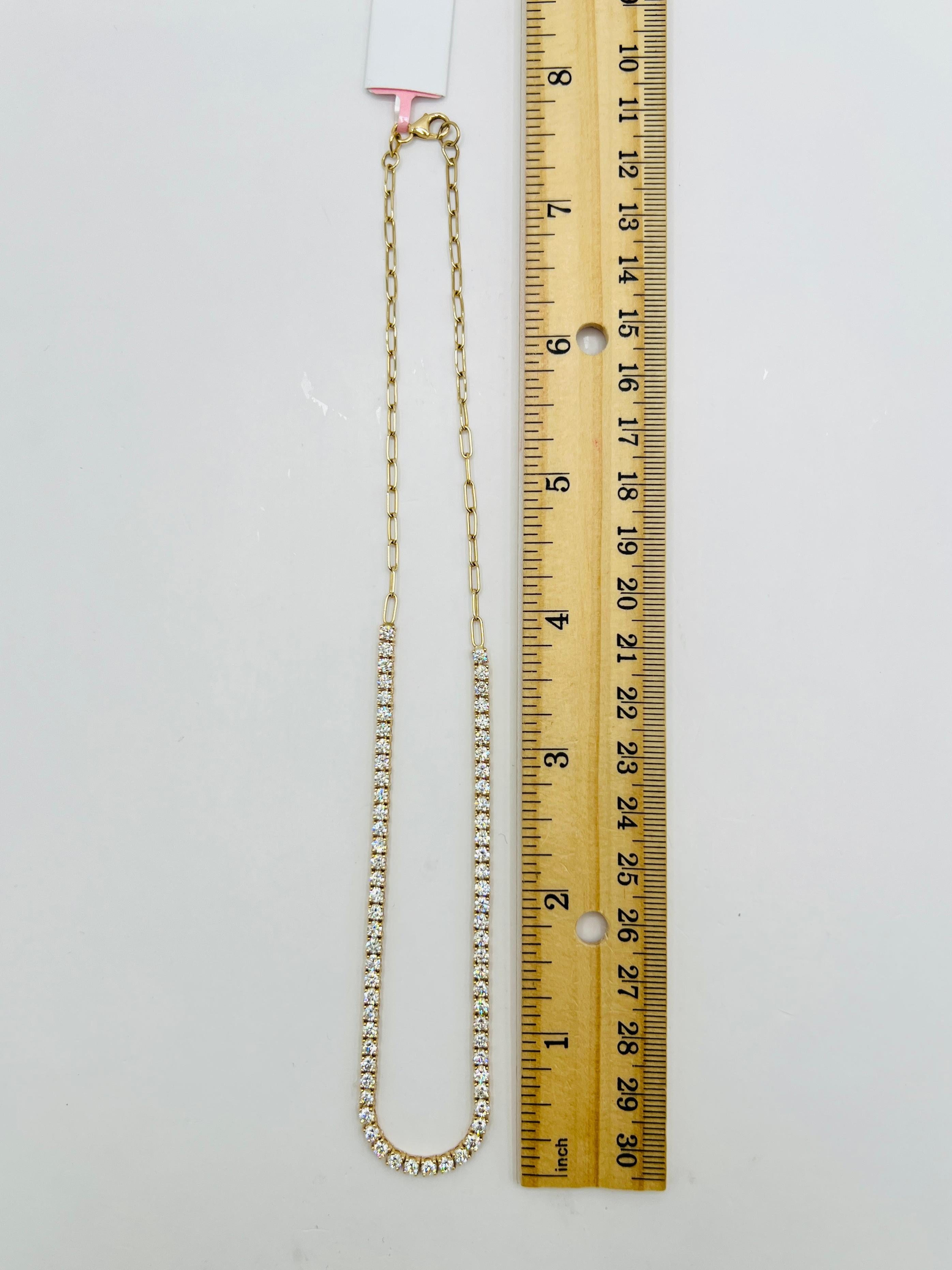 Collar de medio diamante blanco redondo y clip en oro amarillo de 14 quilates en venta 4